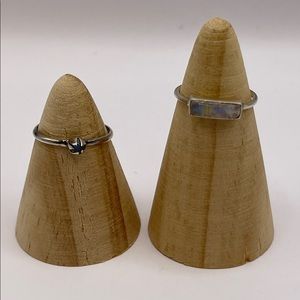 Pair of moonstone and sterling silver rings size 5